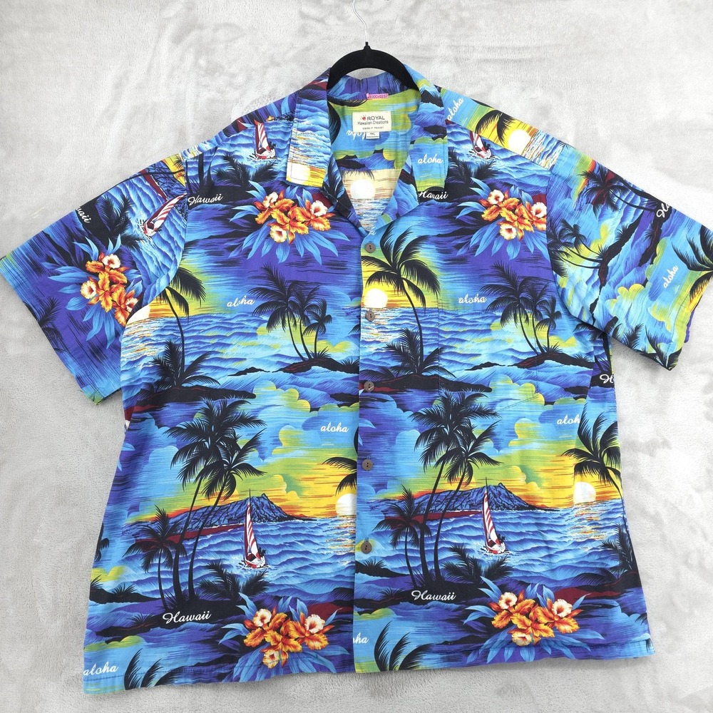 Royal Hawaiian Creations Shirt Mens 4XL Blue Hawaiian Aloha Print Made In Hawaii
